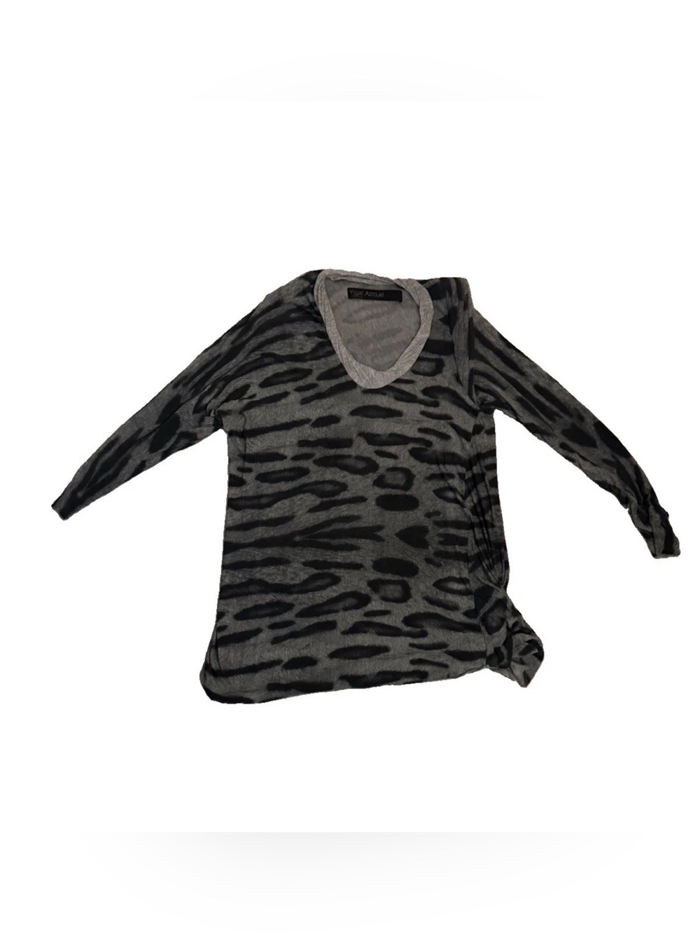 Yigal Azrouël gray & black animal Leopard Zebra V Neck Sz S